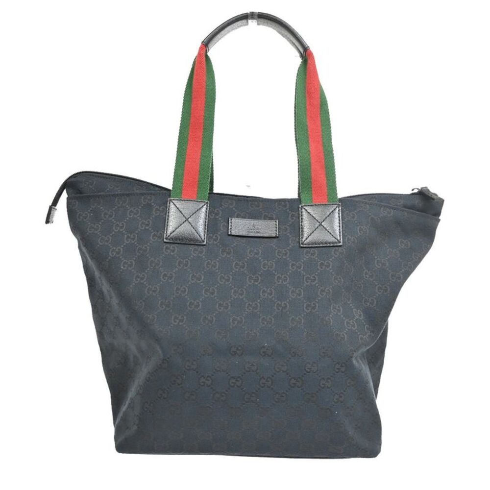 Gucci Web Zip Gg Canvas Black Canvas Tote Bag Bag